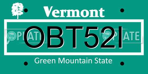 OBT52I Vermont License Plate