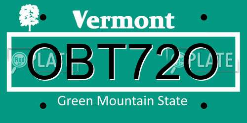 OBT72O Vermont License Plate