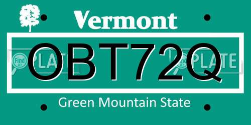 OBT72Q Vermont License Plate