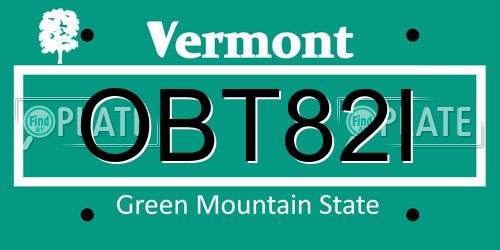 OBT82I Vermont License Plate