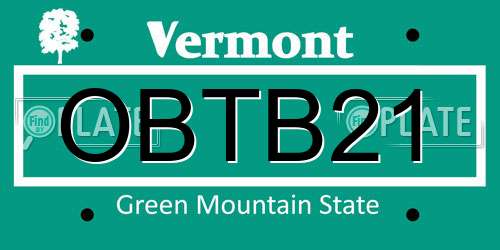 OBTB21 Vermont License Plate