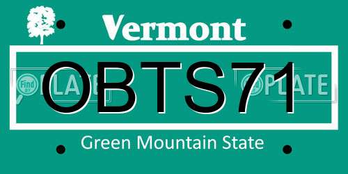OBTS71 Vermont License Plate