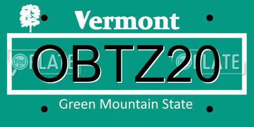OBTZ20 Vermont License Plate