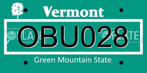 OBU028 Vermont License Plate