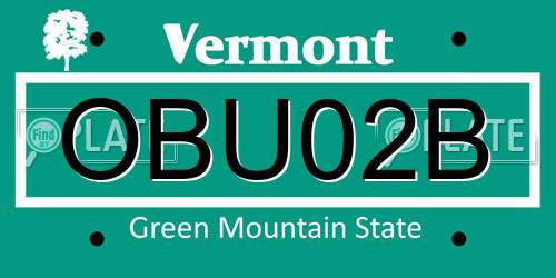 OBU02B Vermont License Plate
