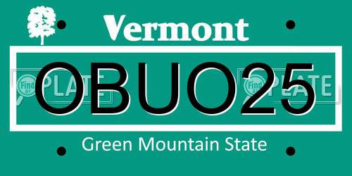 OBUO25 Vermont License Plate