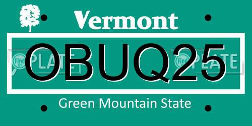 OBUQ25 Vermont License Plate
