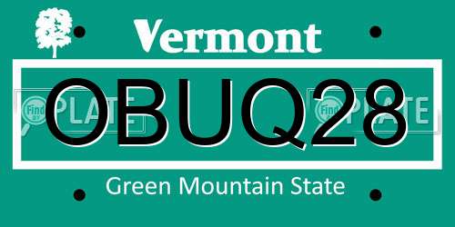 OBUQ28 Vermont License Plate