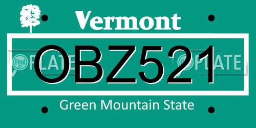 OBZ521 Vermont License Plate