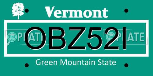 OBZ52I Vermont License Plate
