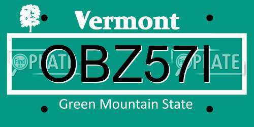 OBZ57I Vermont License Plate