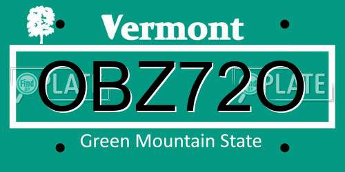 OBZ72O Vermont License Plate