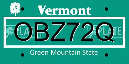 OBZ72Q Vermont License Plate