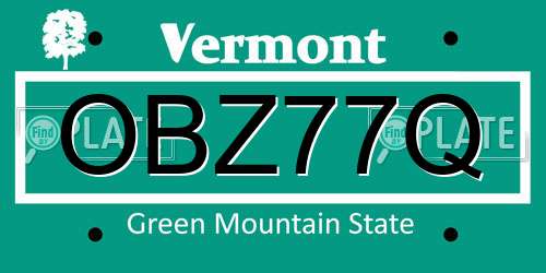 OBZ77Q Vermont License Plate