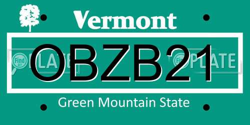 OBZB21 Vermont License Plate