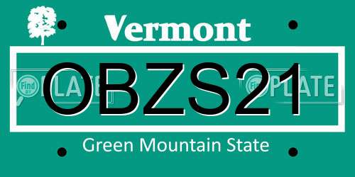 OBZS21 Vermont License Plate
