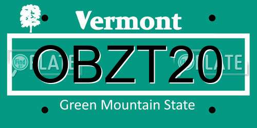 OBZT20 Vermont License Plate