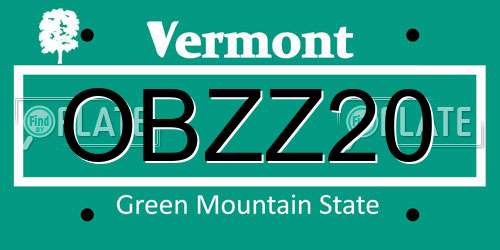 OBZZ20 Vermont License Plate
