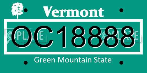 OC18888 Vermont License Plate