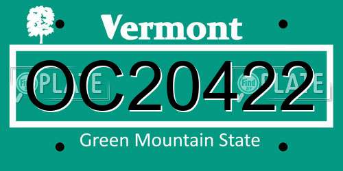OC20422 Vermont License Plate