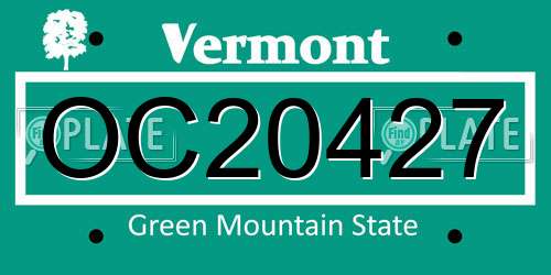 OC20427 Vermont License Plate