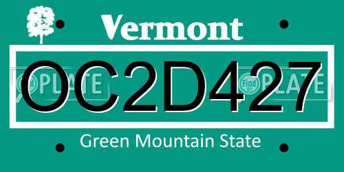 OC2D427 Vermont License Plate
