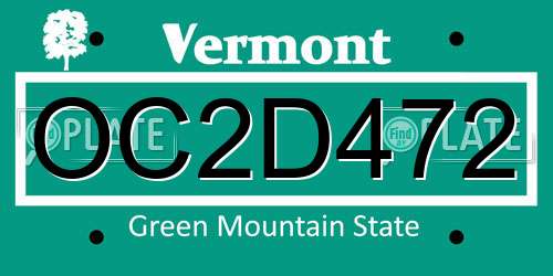 OC2D472 Vermont License Plate
