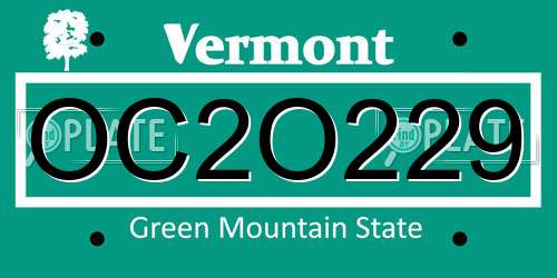 OC2O229 Vermont License Plate