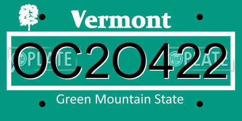 OC2O422 Vermont License Plate