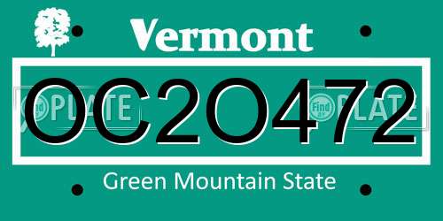OC2O472 Vermont License Plate