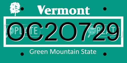 OC2O729 Vermont License Plate