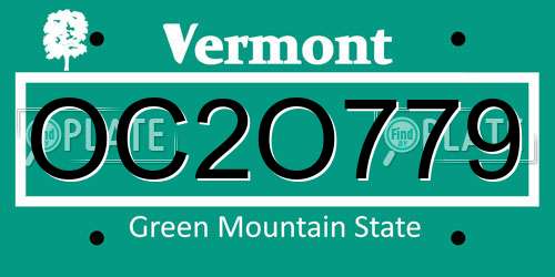 OC2O779 Vermont License Plate