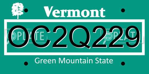 OC2Q229 Vermont License Plate