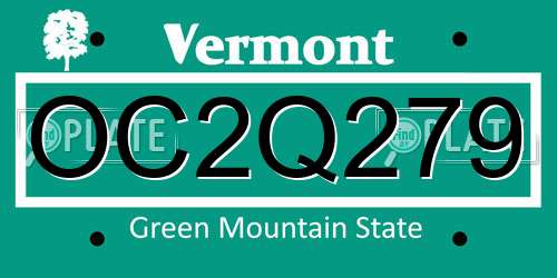 OC2Q279 Vermont License Plate