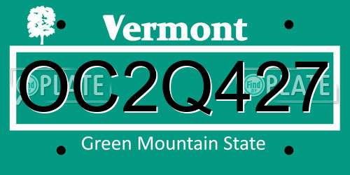 OC2Q427 Vermont License Plate
