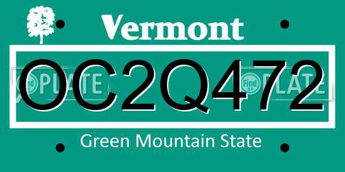 OC2Q472 Vermont License Plate