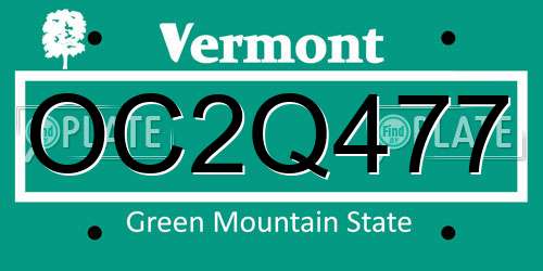OC2Q477 Vermont License Plate