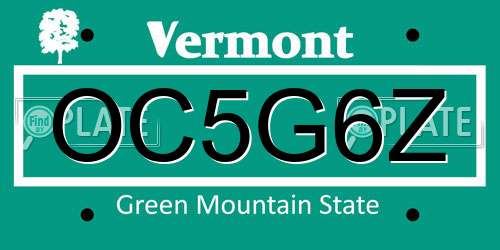OC5G6Z Vermont License Plate