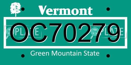 OC70279 Vermont License Plate