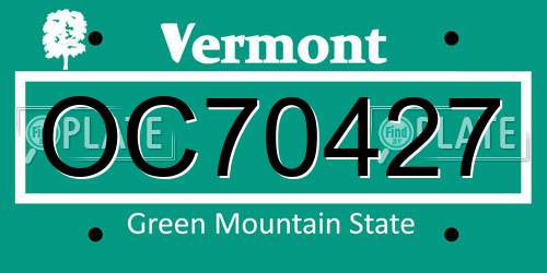 OC70427 Vermont License Plate