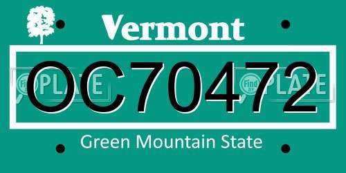 OC70472 Vermont License Plate