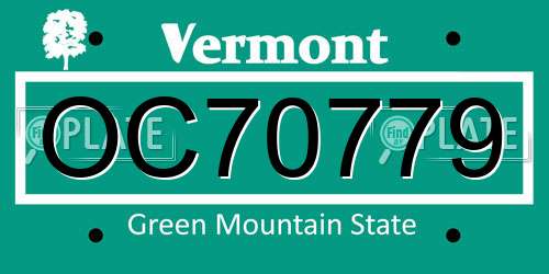 OC70779 Vermont License Plate