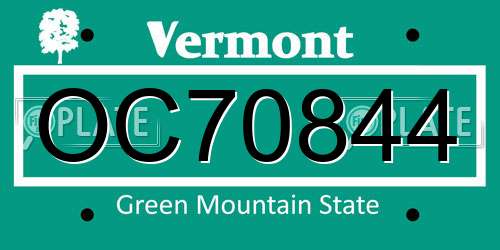 OC70844 Vermont License Plate