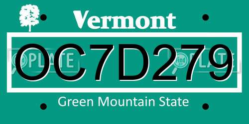 OC7D279 Vermont License Plate