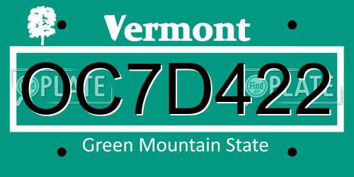 OC7D422 Vermont License Plate