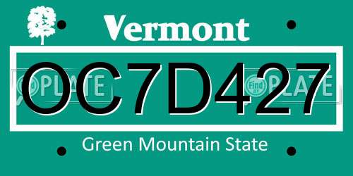 OC7D427 Vermont License Plate