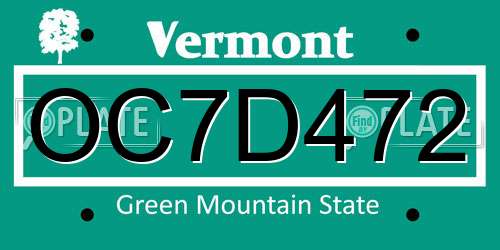 OC7D472 Vermont License Plate