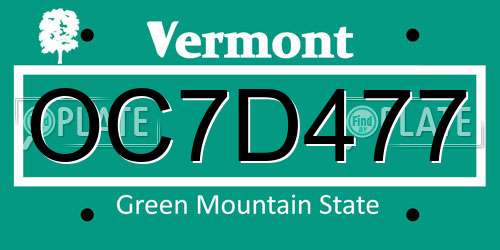 OC7D477 Vermont License Plate