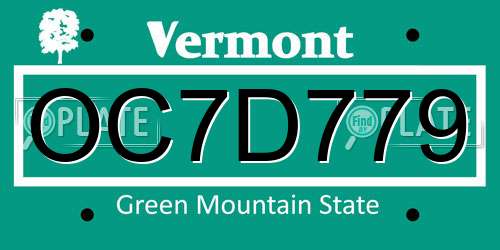 OC7D779 Vermont License Plate