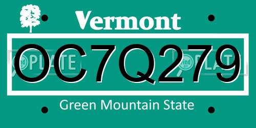 OC7Q279 Vermont License Plate